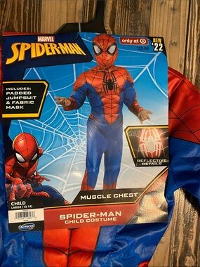 Marvel Spider-Man Red and Blue muscle Padded Jumpsuit Costume with mask